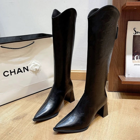 Pointy Toe Block Heel Cowboy Boots